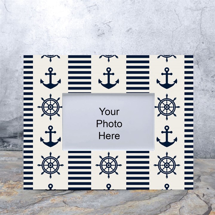 Nautical Seamless Pattern Vector Illustration White Tabletop Photo Frame 4 x6 