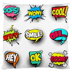 Set Colorful Comic Speech Bubbles Large Premium Plush Fleece Cushion Case (two Sides) by Hannah976