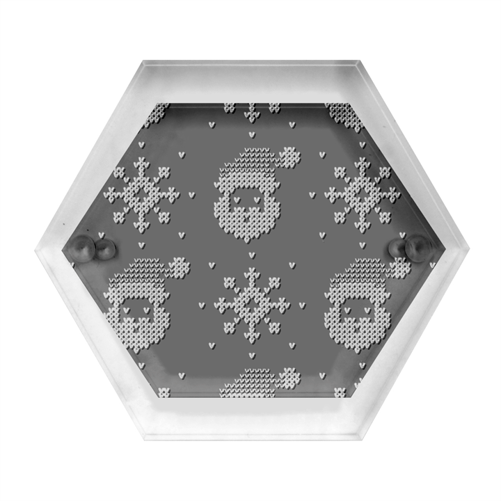 Santa Clauses Wallpaper Hexagon Wood Jewelry Box