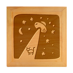 Ufo Alien Unidentified Flying Object Wood Photo Frame Cube by Sarkoni