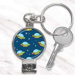 Seamless Pattern Ufo With Star Space Galaxy Background Nail Clippers Key Chain by Bedest