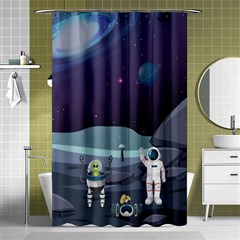 Alien Astronaut Scene Shower Curtain 48  X 72  (small)  by Bedest