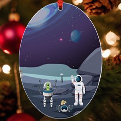 Alien Astronaut Scene Uv Print Acrylic Ornament Oval by Bedest