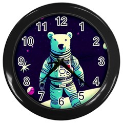 Bear Astronaut Futuristic Wall Clock (black) by Bedest