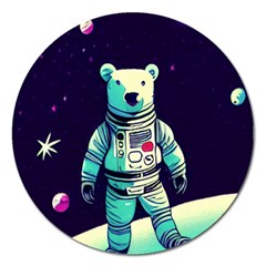 Bear Astronaut Futuristic Magnet 5  (round) by Bedest