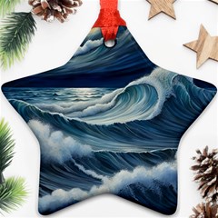 Waves Storm Sea Star Ornament (two Sides) by Bedest