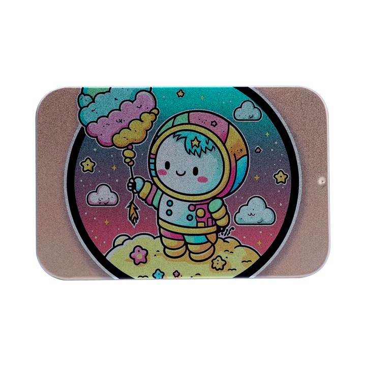 Boy Astronaut Cotton Candy Open Lid Metal Box (Silver)  