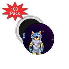 Cat Astronaut Space Retro Universe 1 75  Magnets (100 Pack)  by Bedest