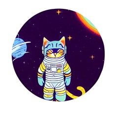 Cat Astronaut Space Retro Universe Mini Round Pill Box (pack Of 3) by Bedest