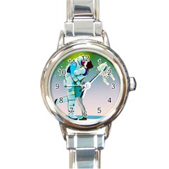 Astronaut Kiss Space Baby Round Italian Charm Watch by Bedest