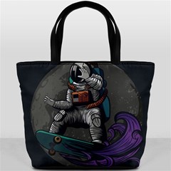 Illustration Astronaut Cosmonaut Paying Skateboard Sport Space With Astronaut Suit Bucket Bag by Ndabl3x