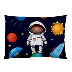 Boy Spaceman Space Rocket Ufo Planets Stars Pillow Case by Ndabl3x