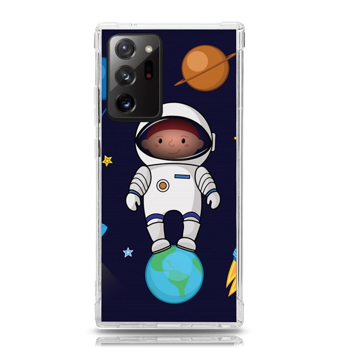 Boy Spaceman Space Rocket Ufo Planets Stars Samsung Galaxy Note 20 Ultra TPU UV Case