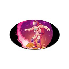 Astronaut Spacesuit Standing Surfboard Surfing Milky Way Stars Sticker (oval) by Ndabl3x