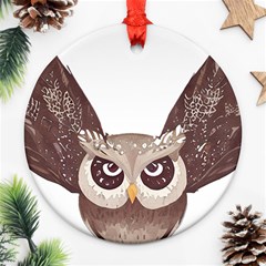 Owl Bird Feathers Round Ornament (two Sides) by Sarkoni