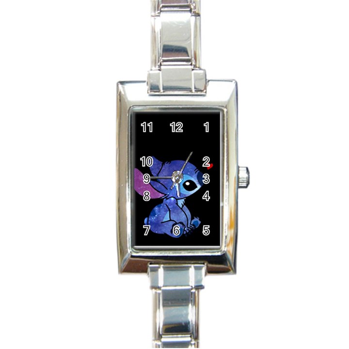 Stitch Love Cartoon Cute Space Rectangle Italian Charm Watch