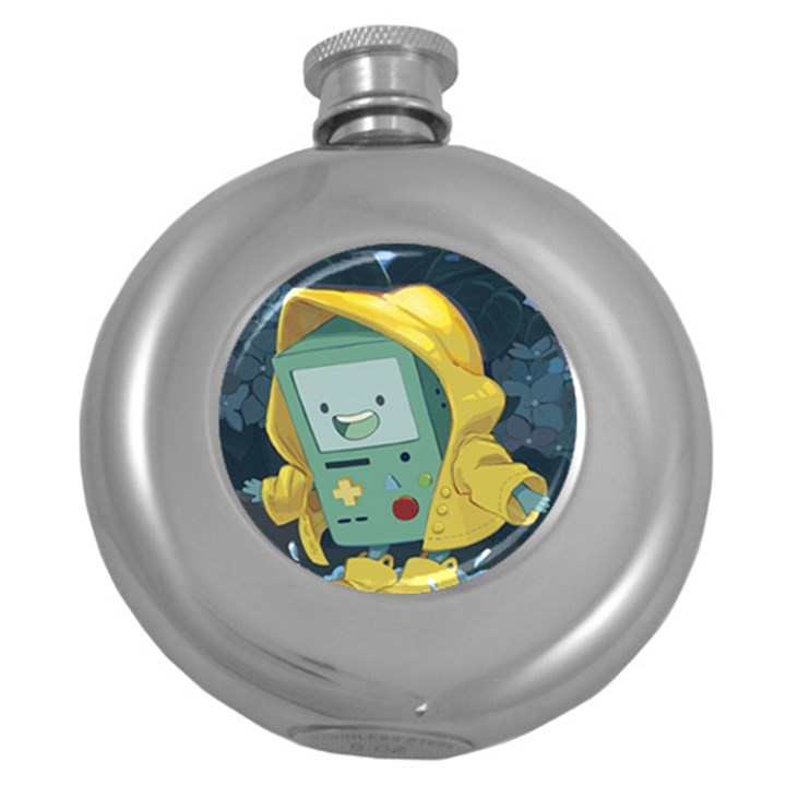 Cartoon Bmo Adventure Time Round Hip Flask (5 oz)