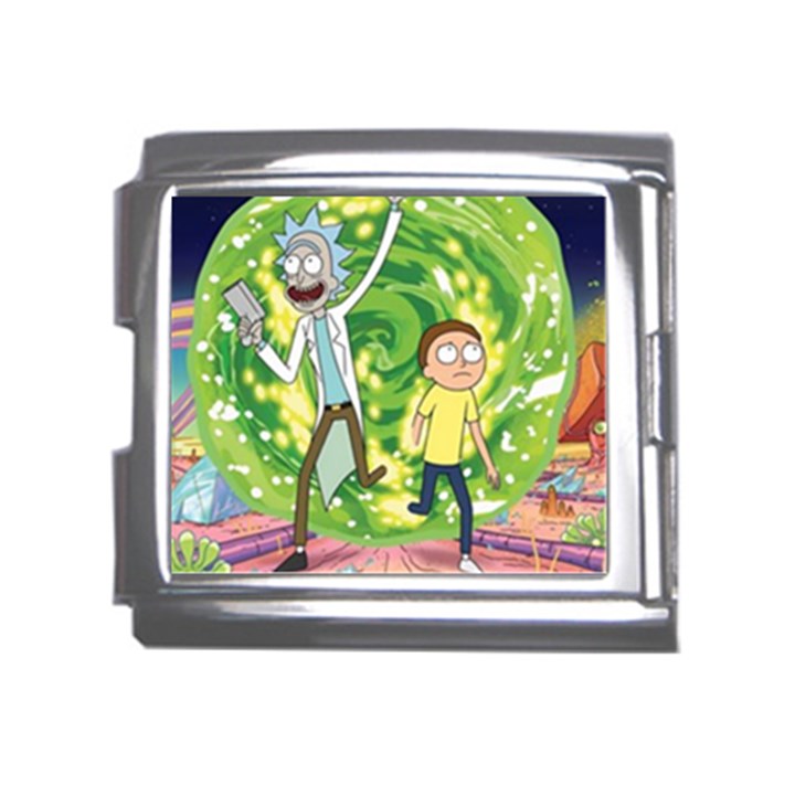 Rick And Morty Adventure Time Cartoon Mega Link Italian Charm (18mm)