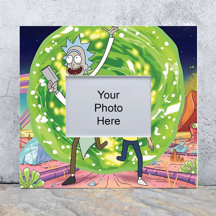 Rick And Morty Adventure Time Cartoon White Wall Photo Frame 5  x 7 