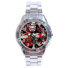 Graffiti Tatoo Skate Art Boom Stainless Steel Analogue Watch by Bedest