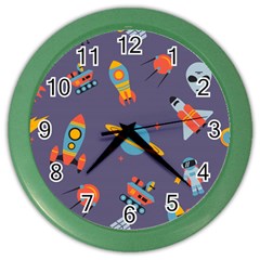 Space Seamless Patterns Color Wall Clock by Hannah976