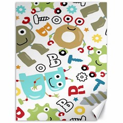 Seamless Pattern Vector With Funny Robots Cartoon Canvas 18  X 24  by Hannah976