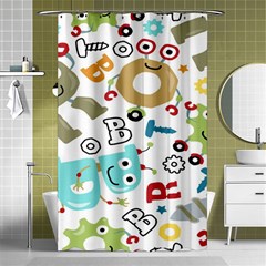 Seamless Pattern Vector With Funny Robots Cartoon Shower Curtain 48  X 72  (small)  by Hannah976