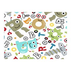 Seamless Pattern Vector With Funny Robots Cartoon Two Sides Premium Plush Fleece Blanket (mini) by Hannah976