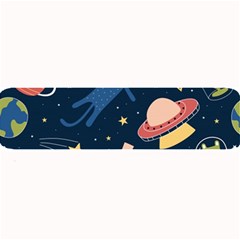 Seamless Pattern With Funny Aliens Cat Galaxy Large Bar Mat by Hannah976