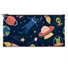 Seamless Pattern With Funny Aliens Cat Galaxy Pencil Case by Hannah976