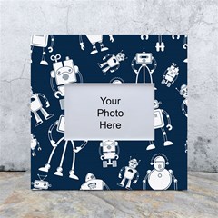 White Robot Blue Seamless Pattern White Box Photo Frame 4  X 6  by Hannah976