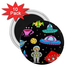 Seamless Pattern With Space Objects Ufo Rockets Aliens Hand Drawn Elements Space 2 25  Magnets (10 Pack)  by Hannah976