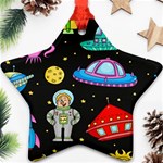 Seamless Pattern With Space Objects Ufo Rockets Aliens Hand Drawn Elements Space Star Ornament (Two Sides) Front