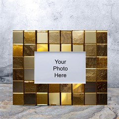 Golden Mosaic Tiles  White Tabletop Photo Frame 4 x6  by essentialimage