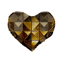 Golden Mosaic Tiles  Standard 16  Premium Heart Shape Cushions by essentialimage365