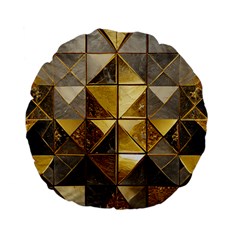 Golden Mosaic Tiles  Standard 15  Premium Flano Round Cushions by essentialimage365