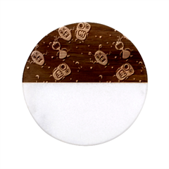 Monster Alien Pattern Seamless Background Classic Marble Wood Coaster (round)  by Hannah976