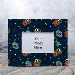 Monster Alien Pattern Seamless Background White Tabletop Photo Frame 4 x6  by Hannah976