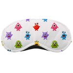 Seamless Pattern Cute Funny Monster Cartoon Isolated White Background Sleep Mask Front