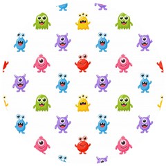 Seamless Pattern Cute Funny Monster Cartoon Isolated White Background Wooden Puzzle Round by Hannah976