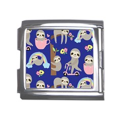 Hand Drawn Cute Sloth Pattern Background Mega Link Italian Charm (18mm) by Hannah976