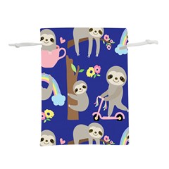 Hand Drawn Cute Sloth Pattern Background Lightweight Drawstring Pouch (s) by Hannah976