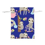 Hand Drawn Cute Sloth Pattern Background Lightweight Drawstring Pouch (S) Back