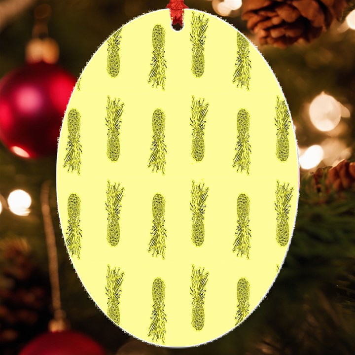 Yellow Pineapple UV Print Acrylic Ornament Oval