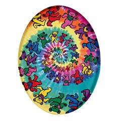 Grateful Dead Bears Tie Dye Vibrant Spiral Oval Glass Fridge Magnet (4 Pack) by Bedest