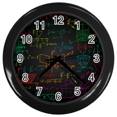 Mathematical Colorful Formulas Drawn By Hand Black Chalkboard Wall Clock (black) by Ravend