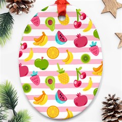 Tropical Fruits Berries Seamless Pattern Oval Ornament (two Sides) by Ravend