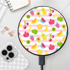 Tropical Fruits Berries Seamless Pattern Wireless Fast Charger(black) by Ravend