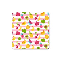 Tropical Fruits Berries Seamless Pattern Square Magnet by Ravend