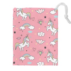 Cute Unicorn Seamless Pattern Drawstring Pouch (4xl) by Apen